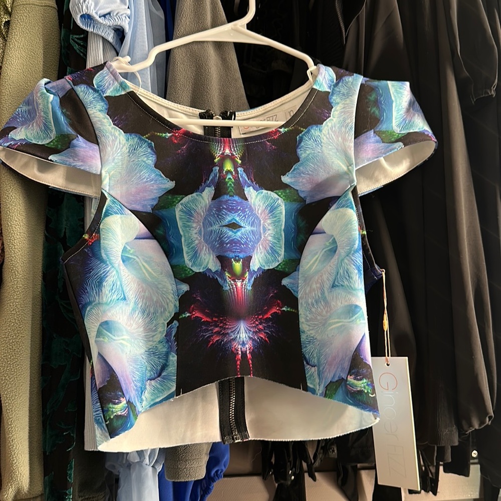 Floral crop top puff sleeve